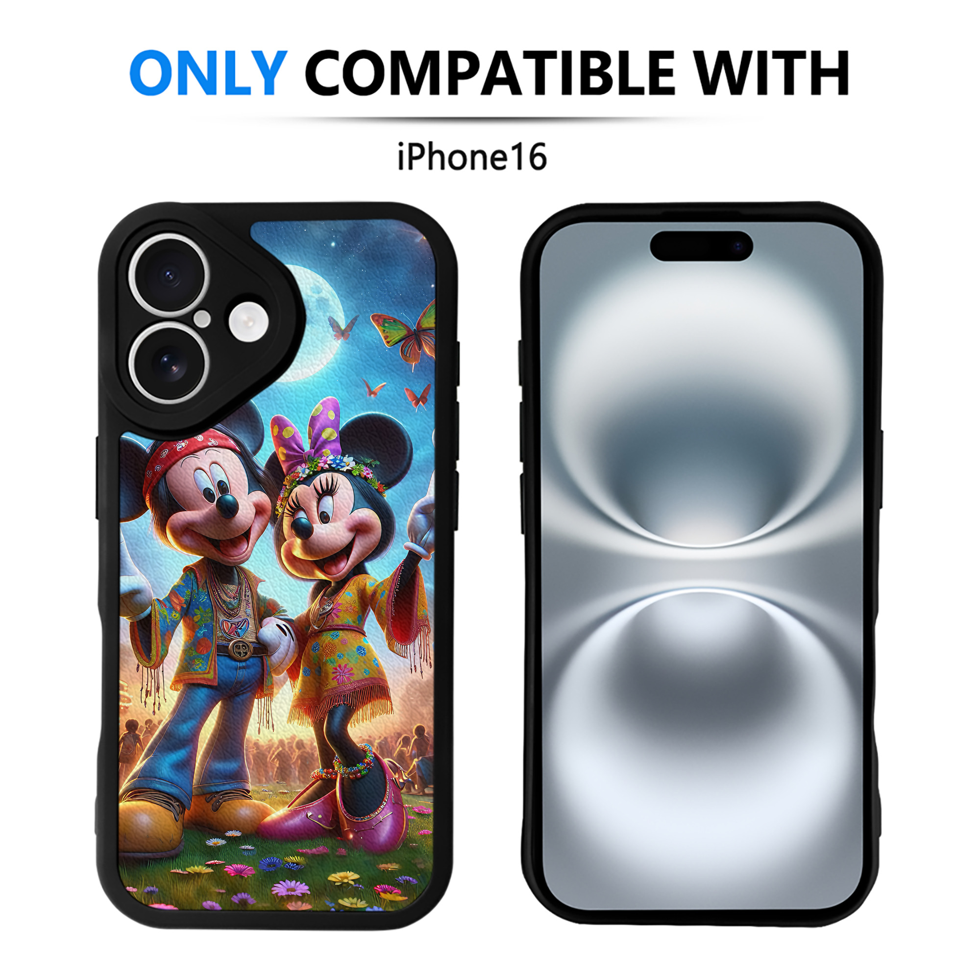 （画像用） ミッキーマウス Mickey Mouse 【iPhone 16シリーズ対応】シリコンスマホケース（レザー調） 材質：シリコン
